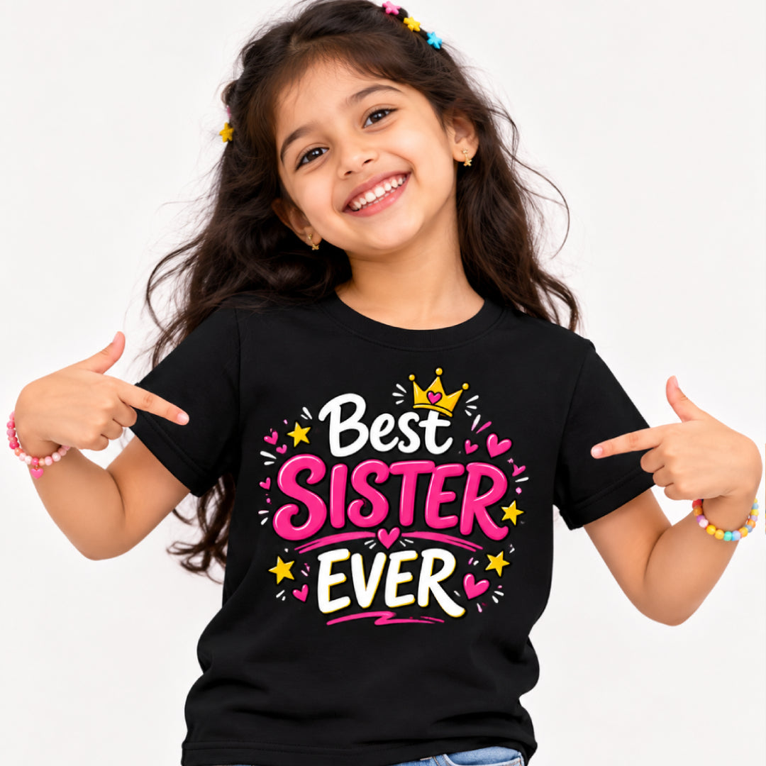 Best Sister Ever Marathi Kids Printed Quote Tshirt