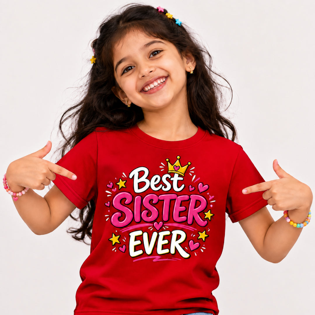 Best Sister Ever Marathi Kids Printed Quote Tshirt