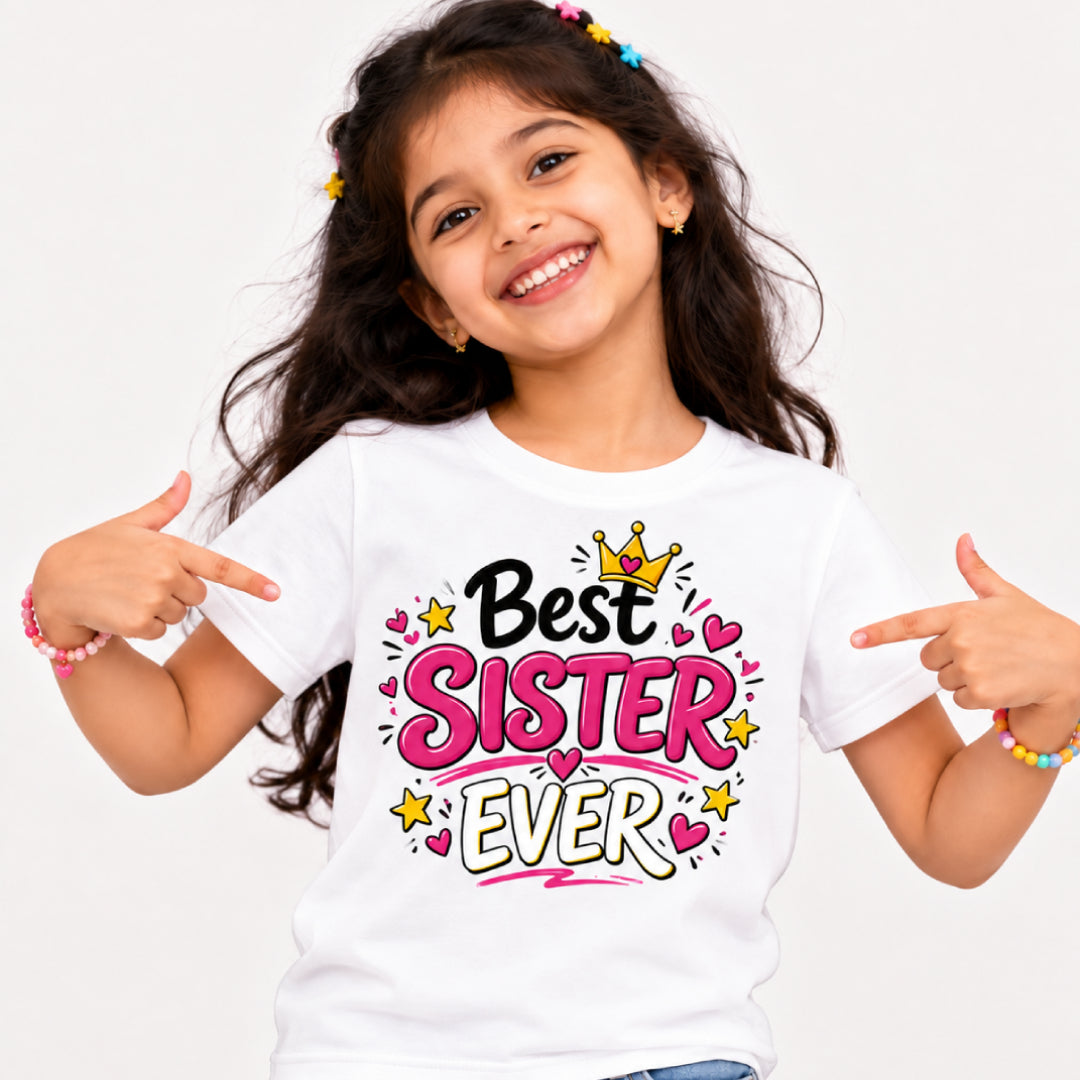 Best Sister Ever Marathi Kids Printed Quote Tshirt