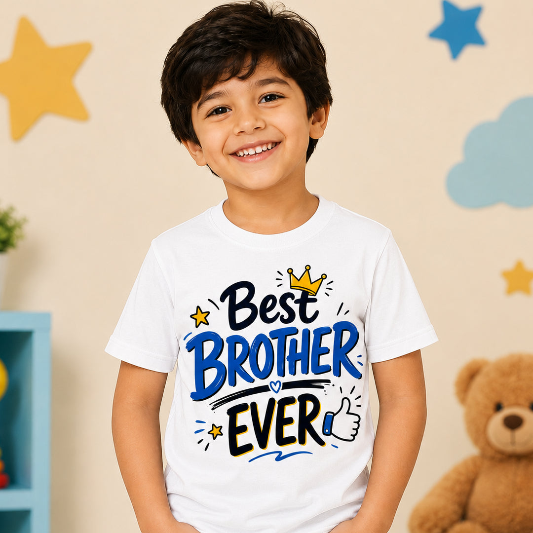 Best Brother Ever Marathi Kids Printed Quote Tshirt