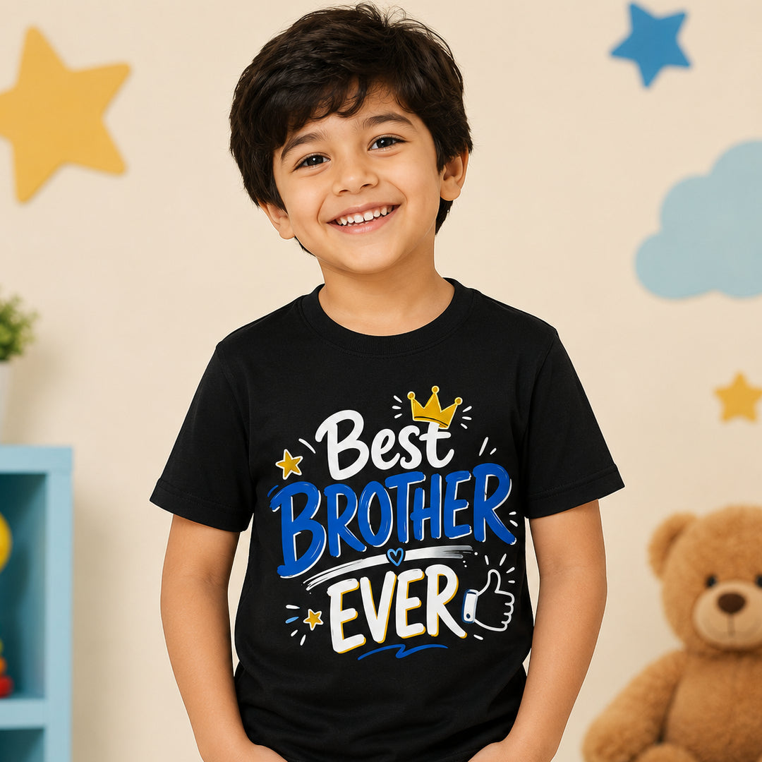 Best Brother Ever Marathi Kids Printed Quote Tshirt