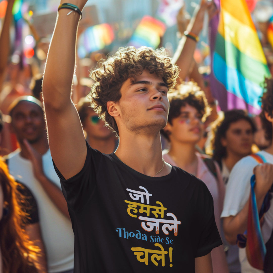 Jo humse jale thoda side se chale hindi quote Tshirt