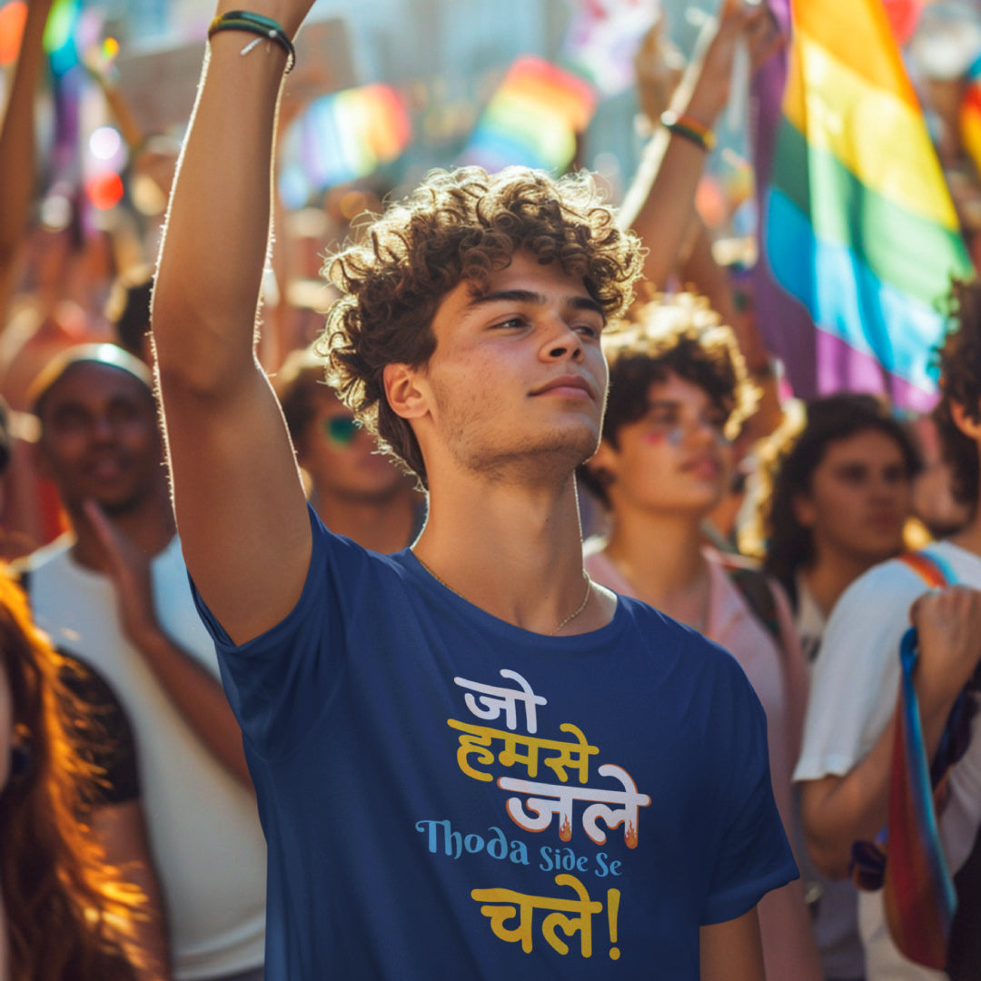 Jo humse jale thoda side se chale hindi quote Tshirt