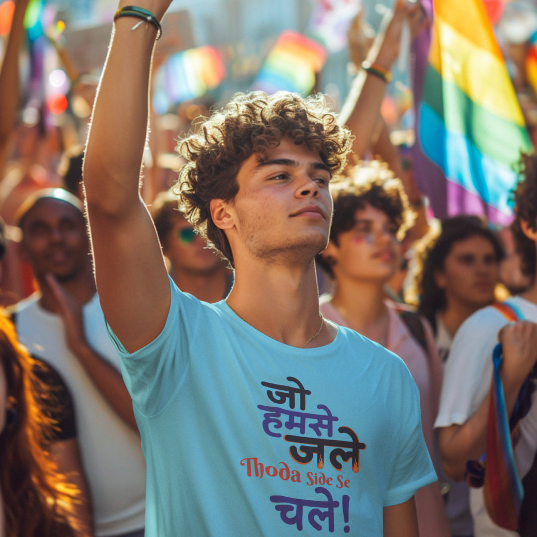 Jo humse jale thoda side se chale hindi quote Tshirt
