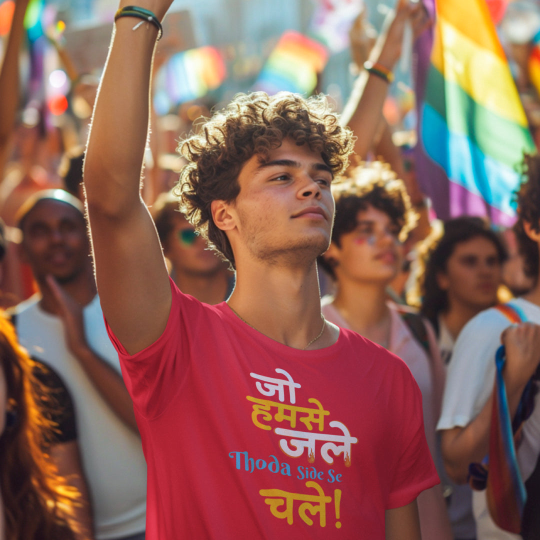 Jo humse jale thoda side se chale hindi quote Tshirt