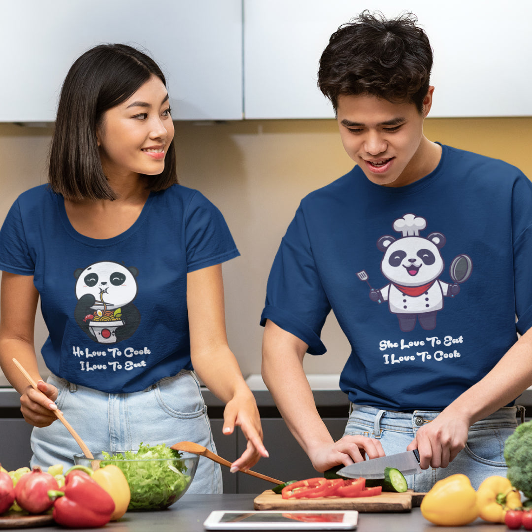 He Loves to Cook She Loves to Eat Couple Tshirt