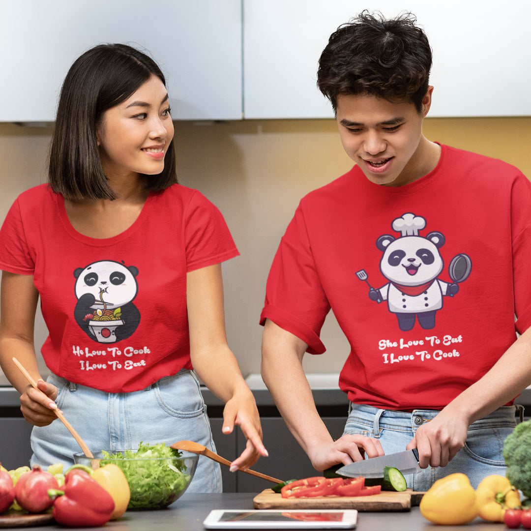 He Loves to Cook She Loves to Eat Couple Tshirt