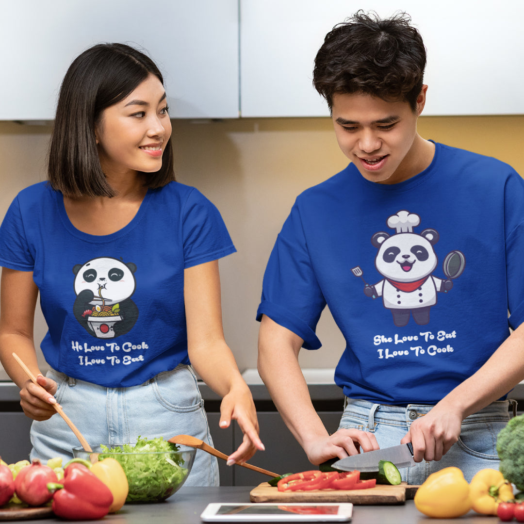 He Loves to Cook She Loves to Eat Couple Tshirt