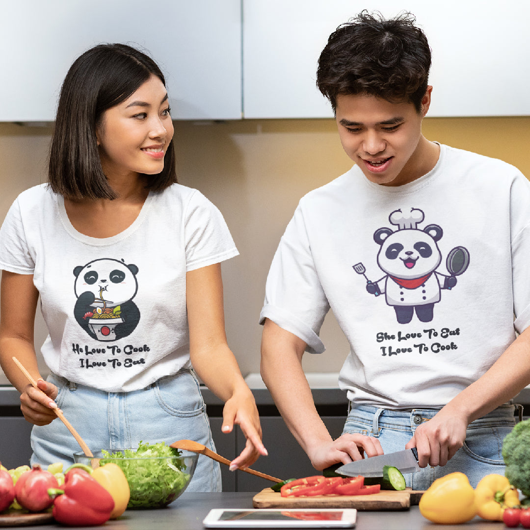 He Loves to Cook She Loves to Eat Couple Tshirt