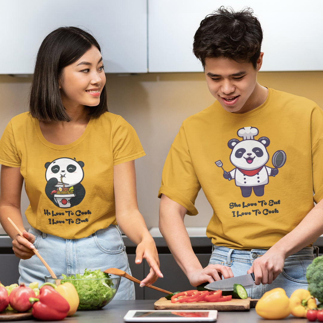 He Loves to Cook She Loves to Eat Couple Tshirt