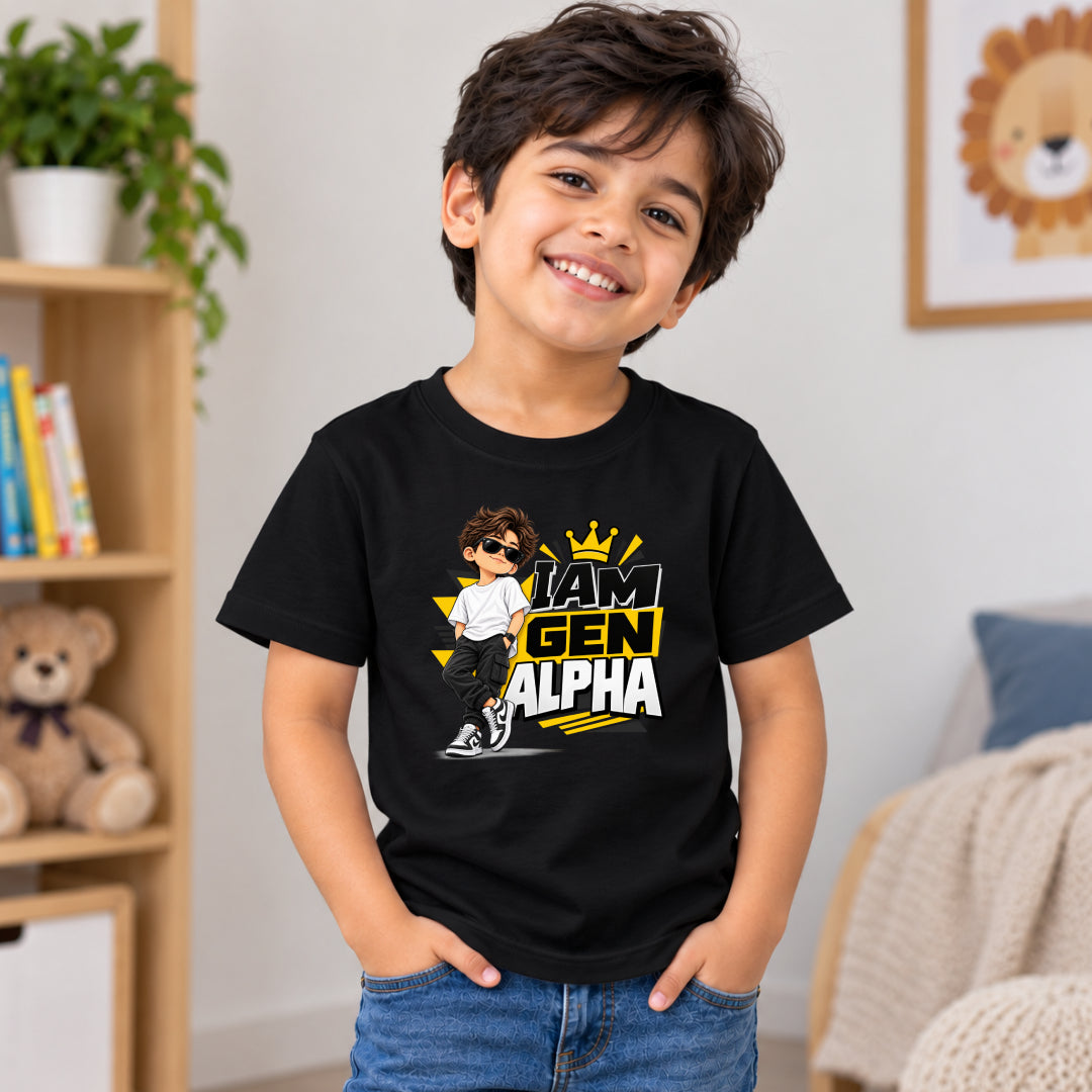 I am Gen Alpha Boy Kids Printed Quote Tshirt