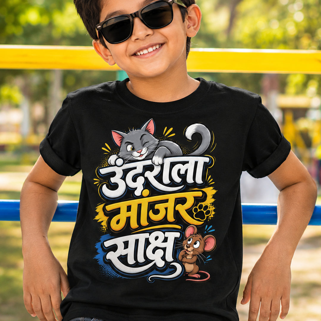 Undarala Manjar Saksh Marathi Kids Printed Quote Tshirt